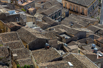 High angle view of buildings in city