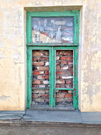 Closed door of house