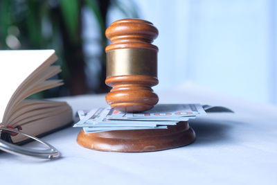 Close-up of books on table