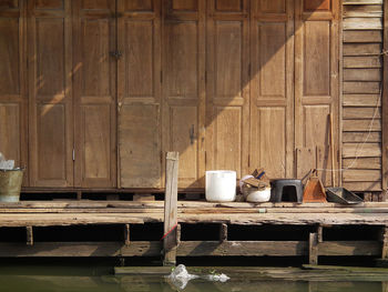 Stack of firewood in kitchen