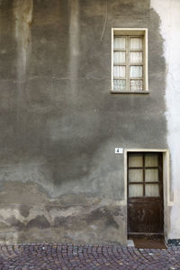 Closed door of building