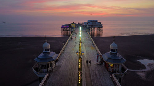 North pier at sunset, blackpool, uk