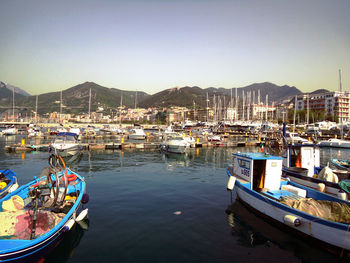 Boats in marina at harbor