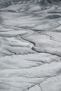 High angle view of snow covered land