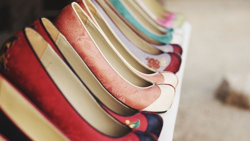 Close-up of multi colored shoes