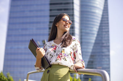 Young woman on break from work relaxing person