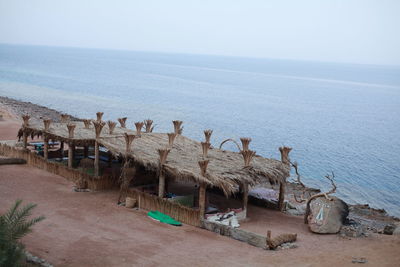 High angle view of beach against sky