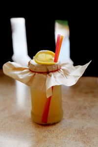 Close-up of drink on table