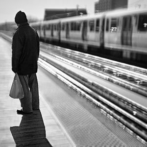 Railroad track at night