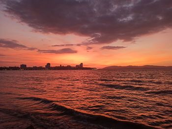 Scenic view of sea against sky during sunset