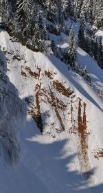 High angle view of snow on mountain