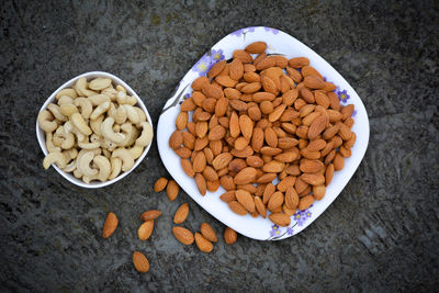 High angle view of breakfast in bowl on table