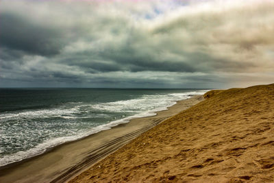 Scenic view of beach against sky