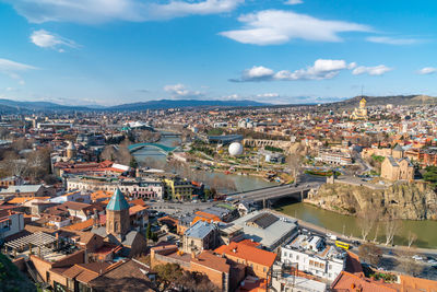 High angle view of townscape against sky