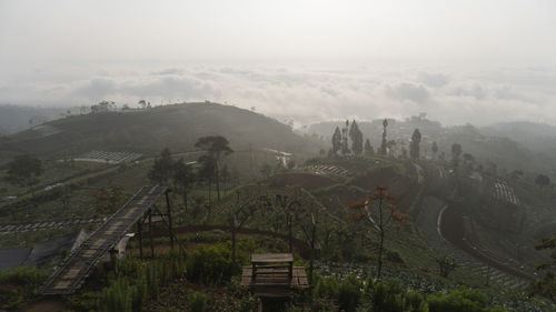 High angle view of landscape against sky