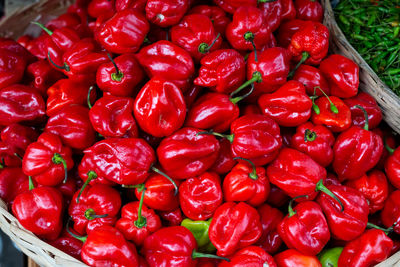 High angle view of spices for sale at market stall