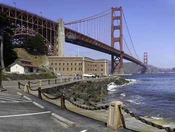 View of bridge over river