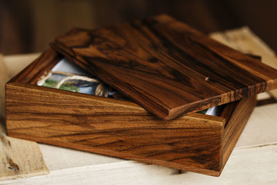 Close-up of open book on table