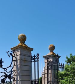 Railings against clear blue sky