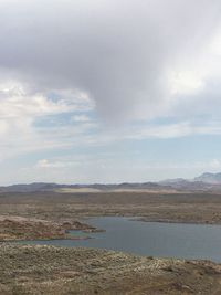 Scenic view of lake against sky