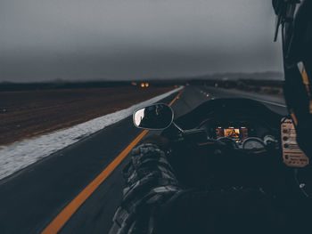 Road seen through car windshield