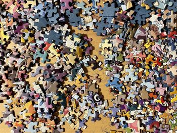 Full frame shot of jigsaw pieces