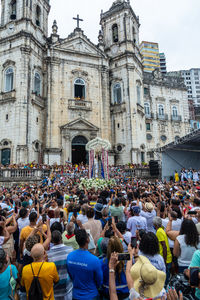 Catholic faithful are seen praying and during a procession in tribute to conceicao da praia 