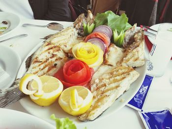 Close-up of fruits in plate