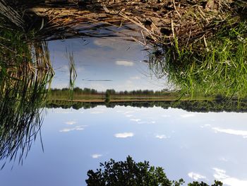 Scenic view of lake against sky