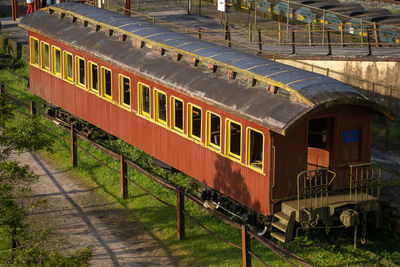 High angle view of train on railroad track