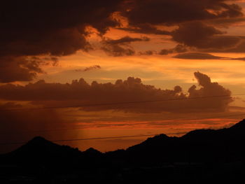 Silhouette of mountain at sunset