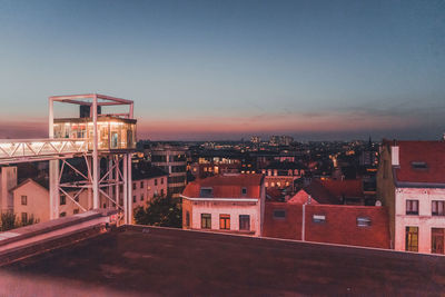 View over the city of brussels at sunset, belgium. viewpoint at poelaert square