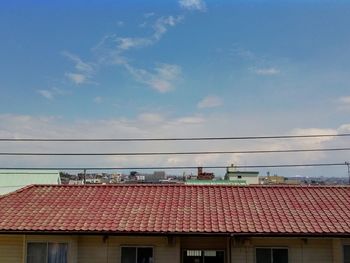 Low angle view of roof against sky