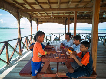 Children playing on table