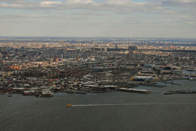 High angle view of city against sky