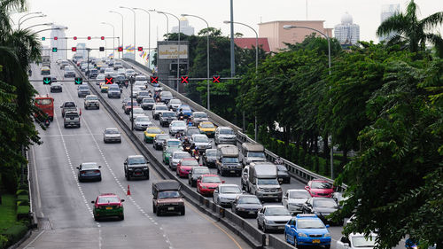 Traffic on bridge in city