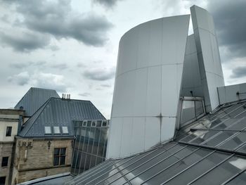 Low angle view of modern building against sky