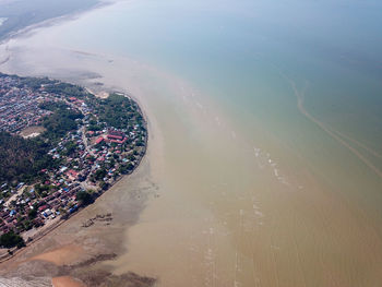 High angle view of city at beach