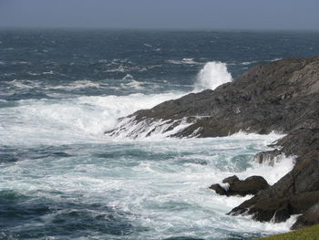 Scenic view of sea against clear sky