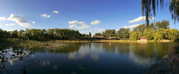 Scenic view of lake against sky