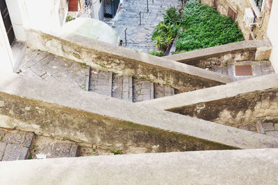 High angle view of steps