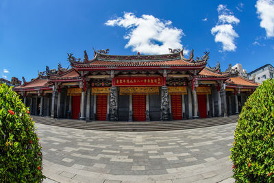 Exterior of temple against sky