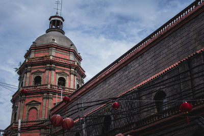 Low angle view of temple building against sky