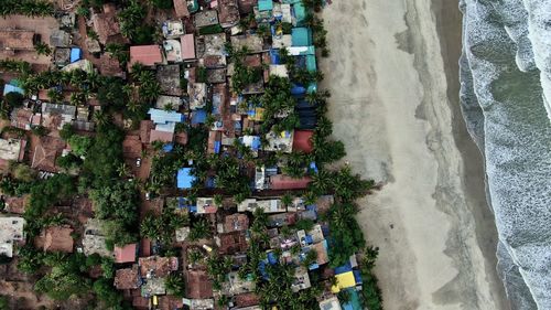 High angle view of buildings in city