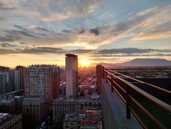 View of city at sunset