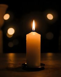 Close-up of illuminated candle