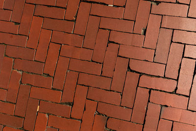 Full frame shot of red brick wall