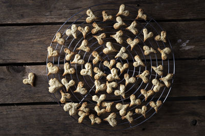 High angle view of candies on table