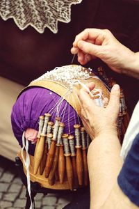 Close-up of hand holding hands