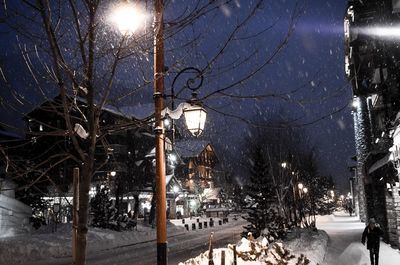 Illuminated street light at night